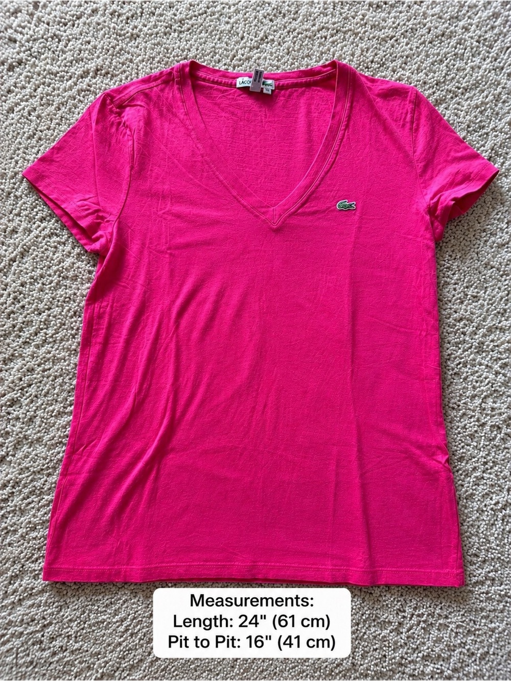Lacoste Women’s V-Neck T-Shirt Lot of 3 Pink Yellow Red Cotton Size 38 - Picture 5 of 7